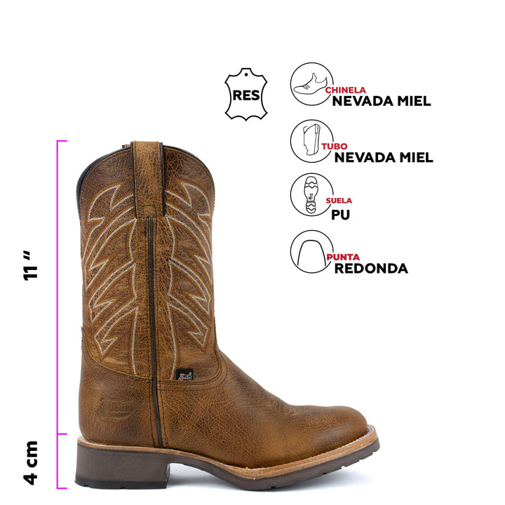 BOTAS VAQUERAS HUNTER COGÑAC TEKNO Justin Boots México